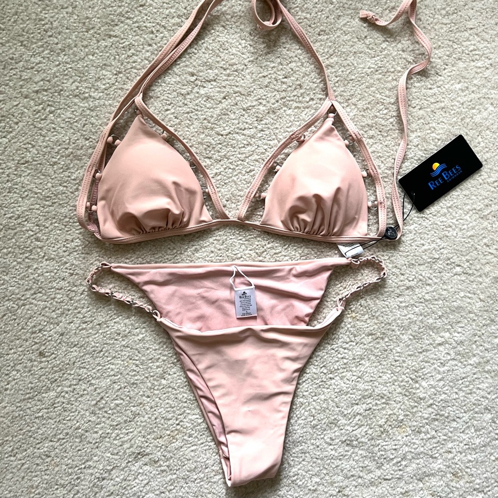 NWT Ree Bees Beige Swimsuit Bikini, L